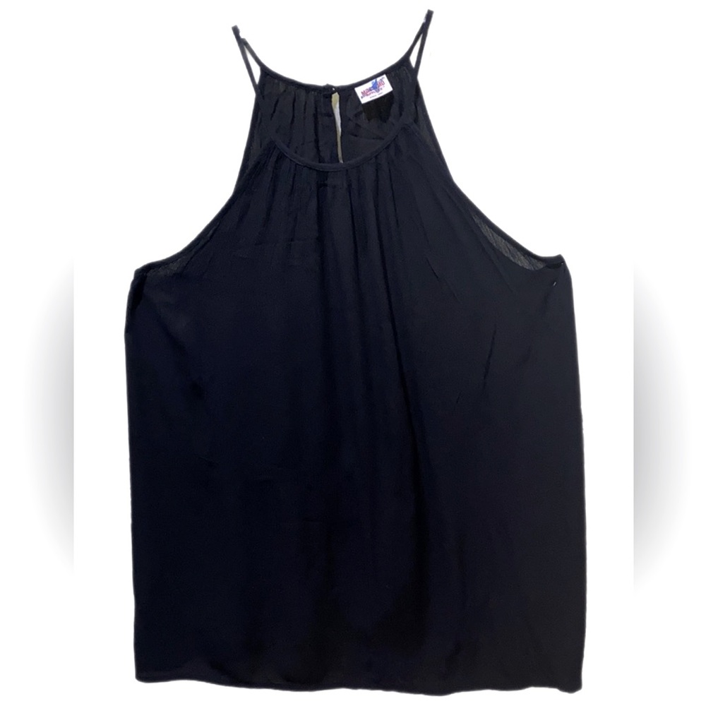 MSSIMO SUPPPLY CO. BLACK GAUZE-FEEL DEEP ARMHOLE SLEEVELESS DRESS SZ M/L